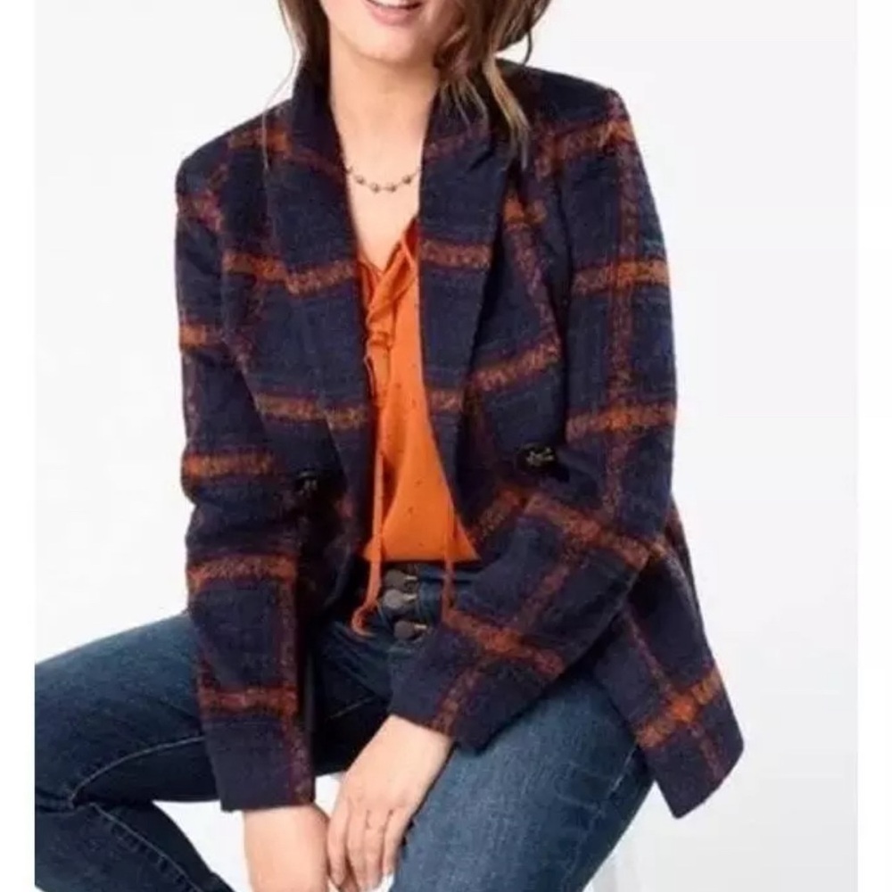 Cabi Checkmate Jacket Plaid Double Breasted Blazer Size L - Picture 2 of 14